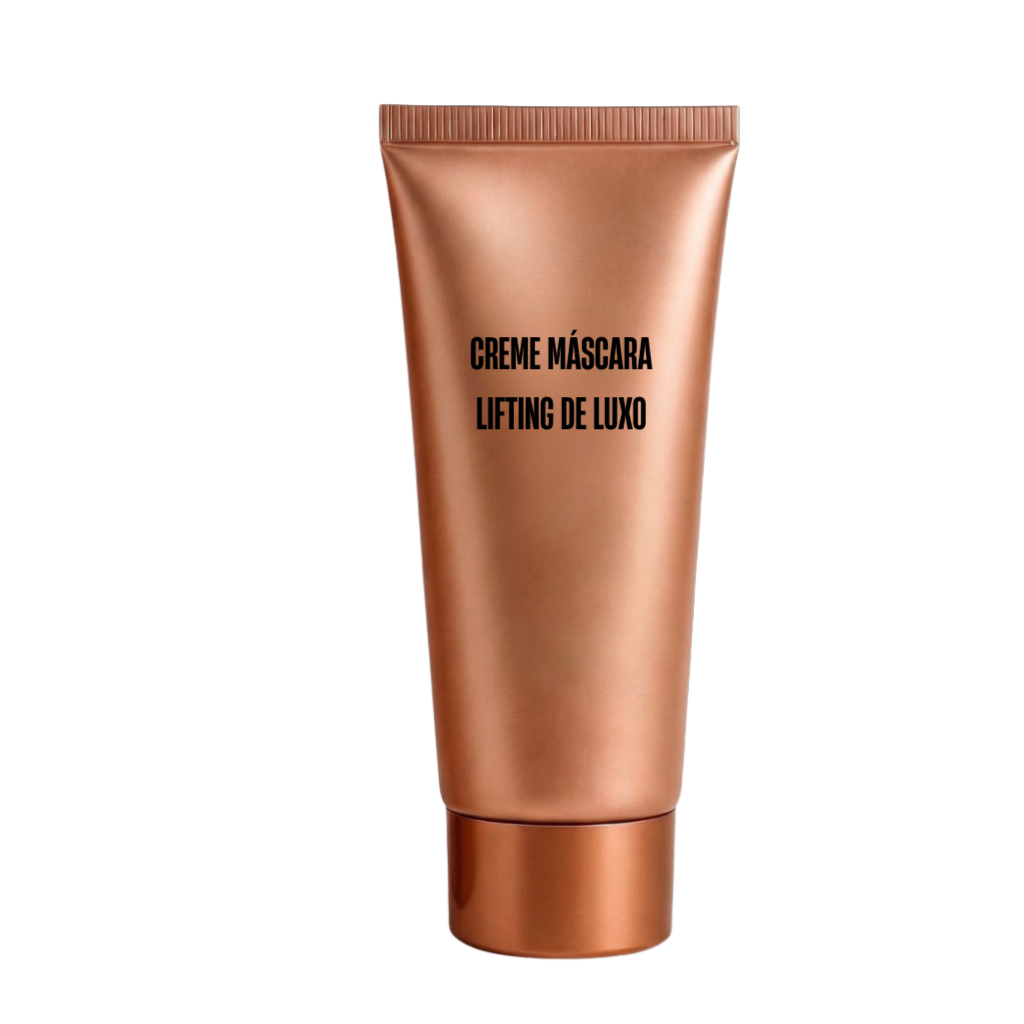 Tubo de Creme máscara lifting de luxo com acabamento metálico, ideal para uma pele lisa e luminosa.