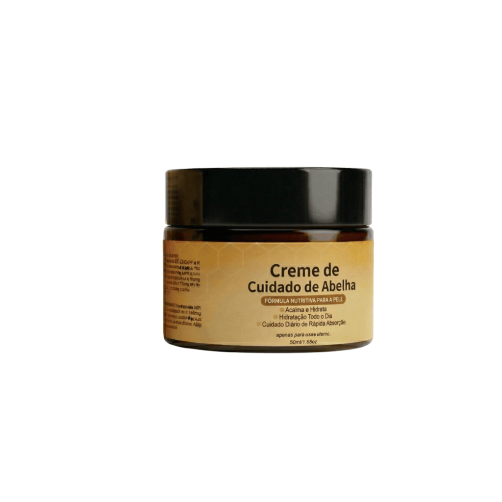 Creme de luxo para cuidado das abelhas em frasco com tampa preta, ideal para cuidados diários da pele.