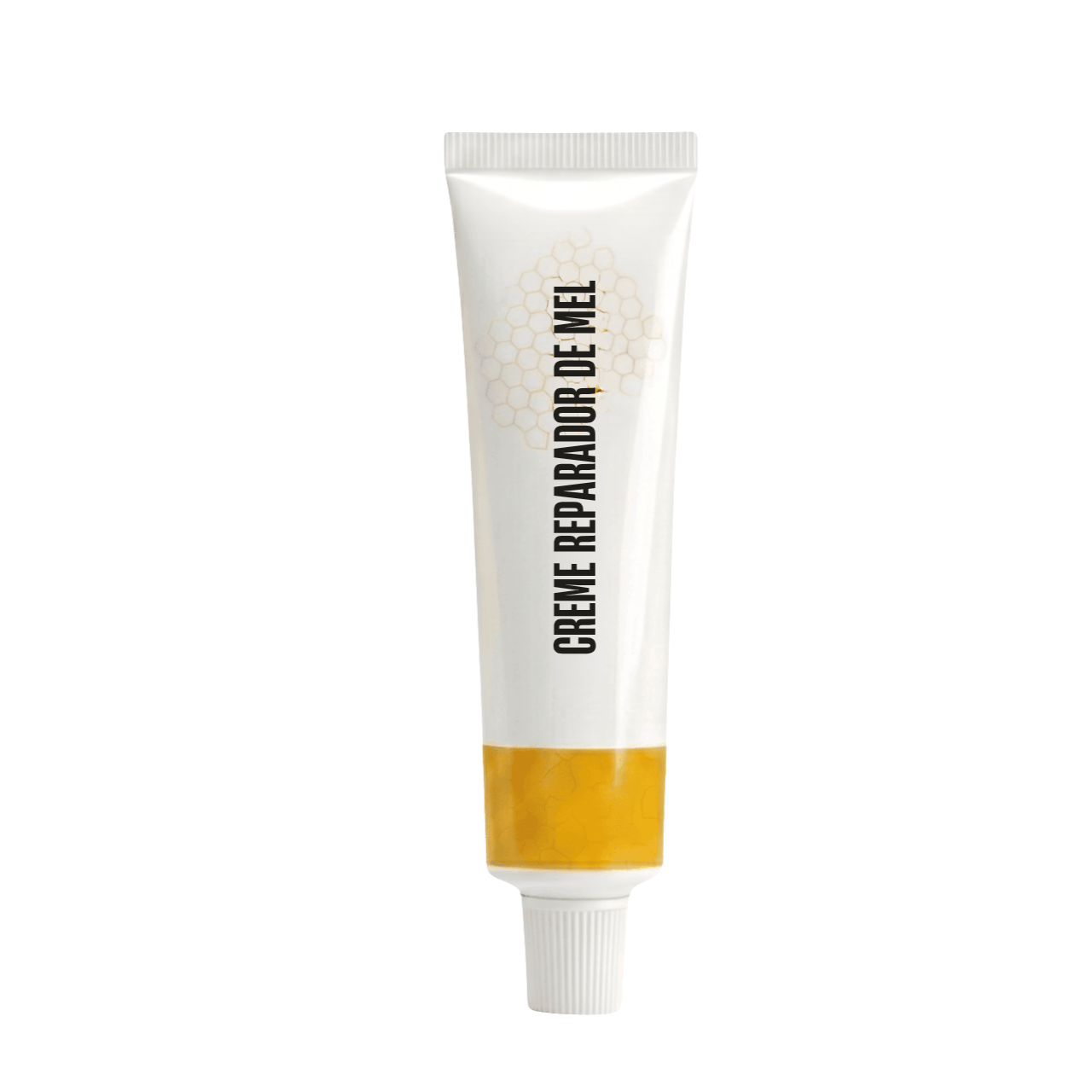 Creme reparador de mel de luxo em tubo, ideal para cuidados diários da pele e melhora da textura.
