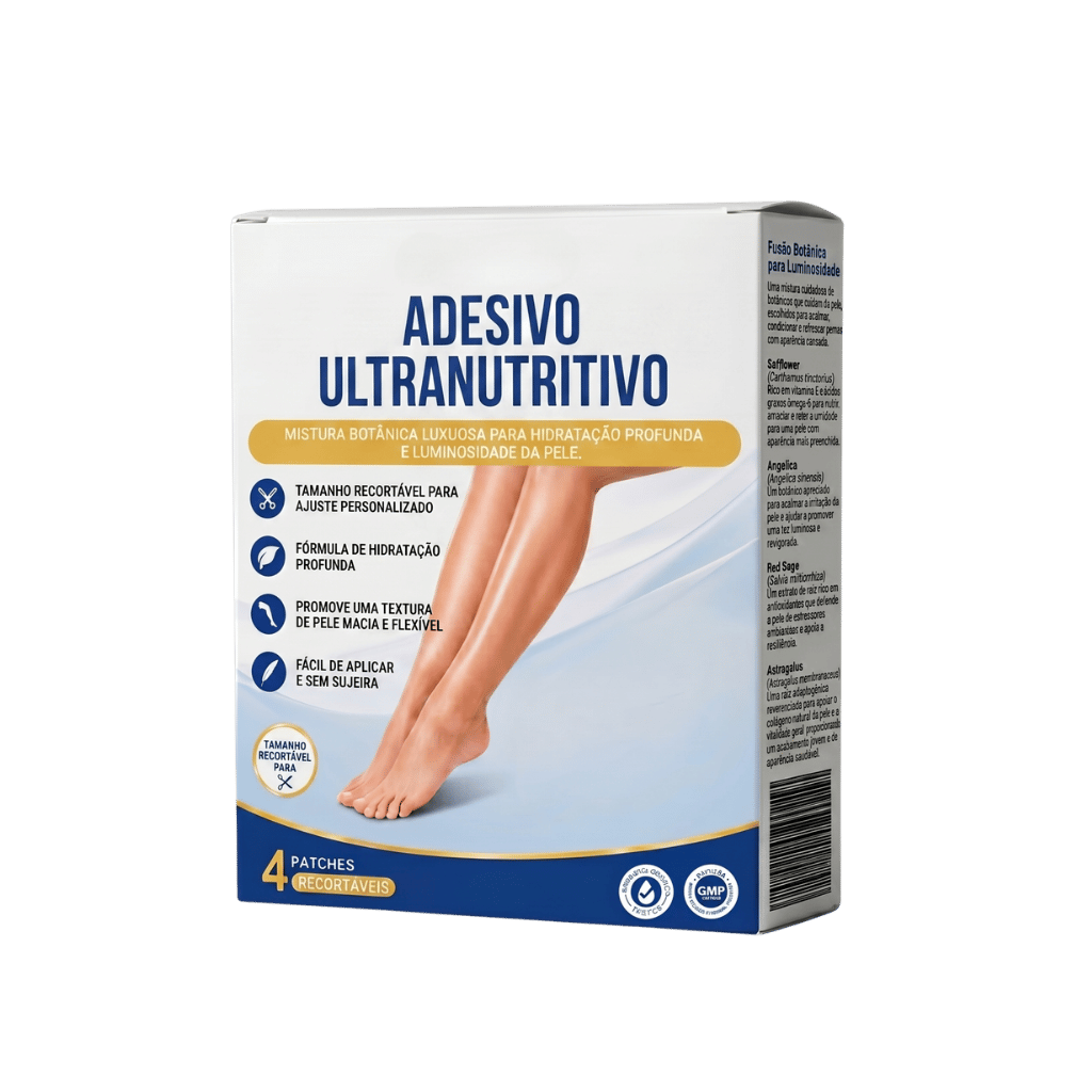 Adesivo Ultra Nutritivo embalagem com informações sobre nutrição e hidratação profunda da pele.