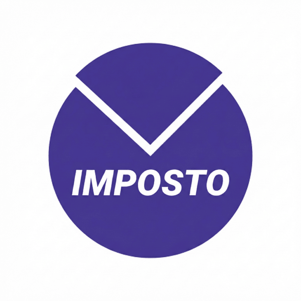 Logo do serviço Imposto, destacando o nome em branco sobre um fundo roxo.