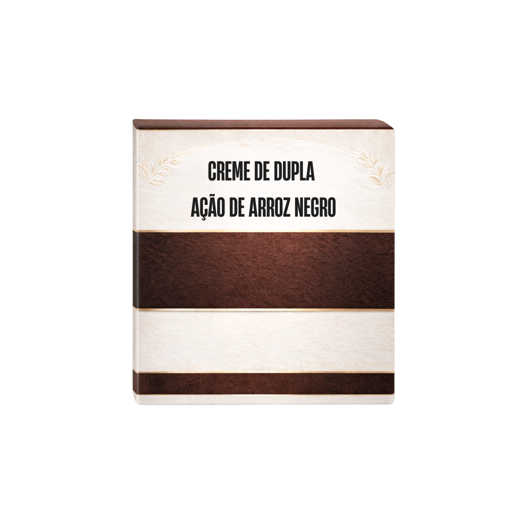 Caixa do produto Creme de dupla ação de arroz negro para cuidados com a pele.