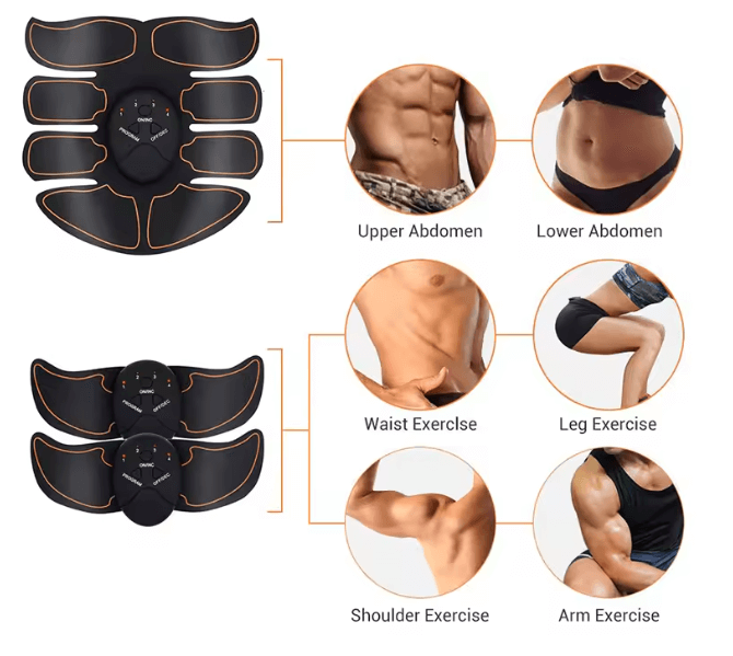 Pura Natureza Estimulador Muscular EMS Sem Fios para exercícios de abdômen, pernas e braços com tecnologia sem fios.
