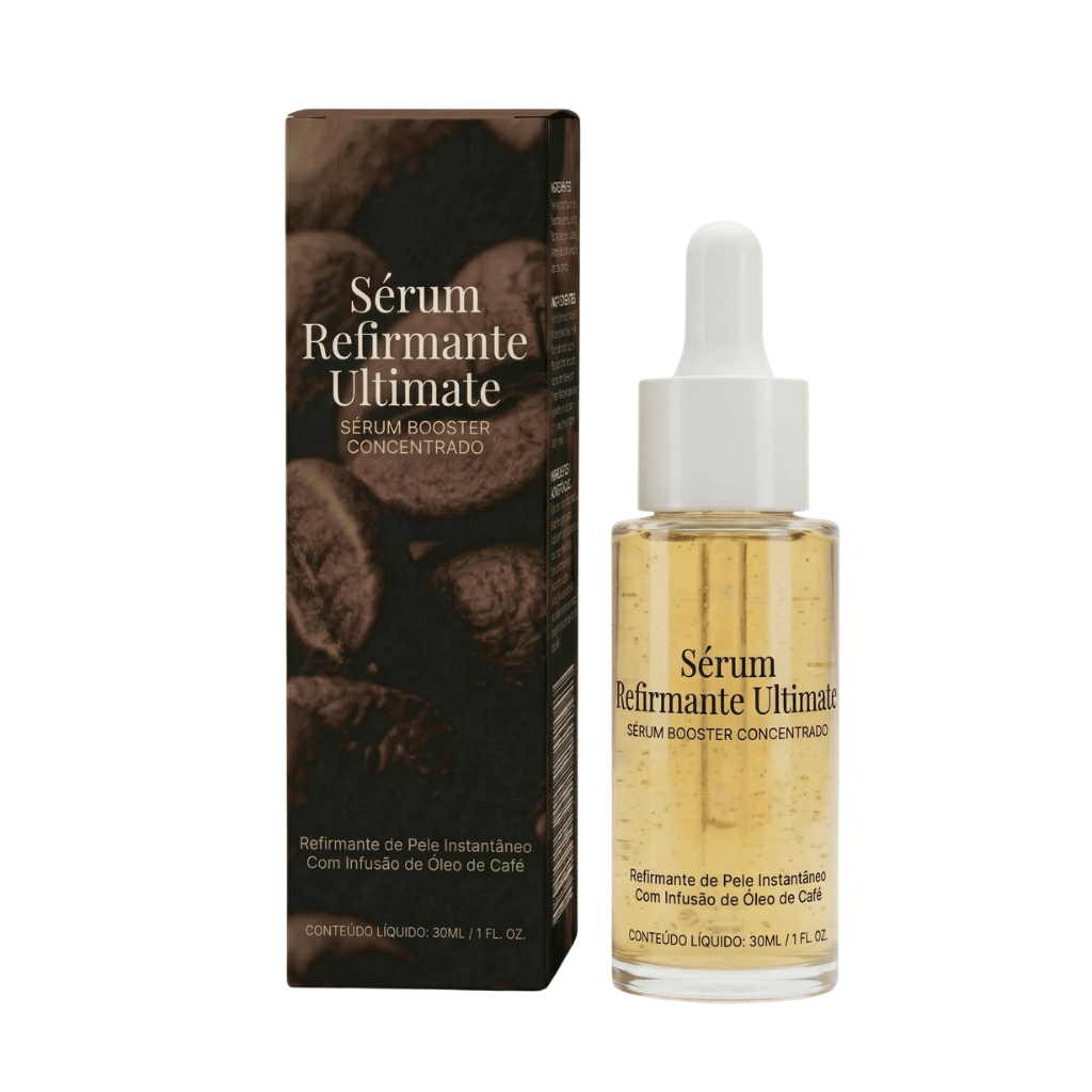 Sérum Refirmante Ultra em frasco com conta-gotas, ideal para uma pele lisa e radiante.