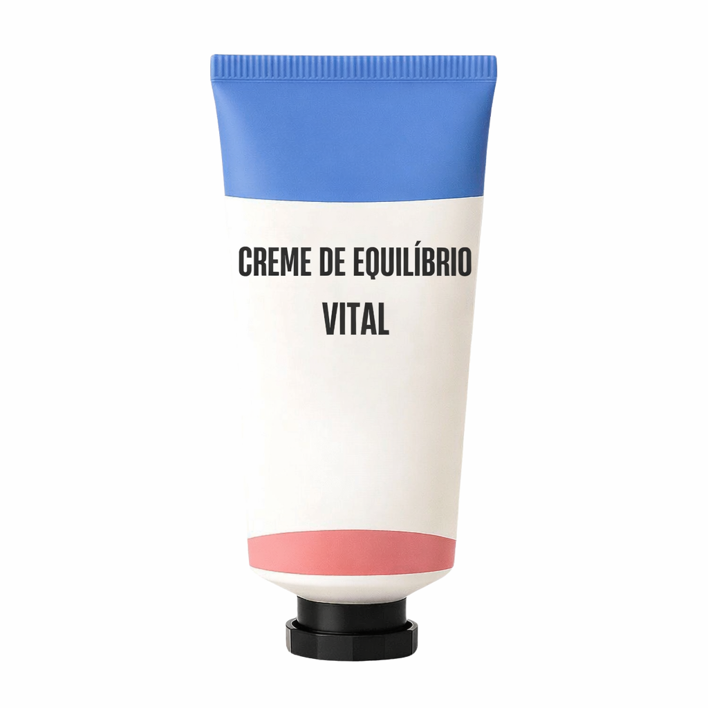 Creme de Equilíbrio Vital em embalagem de tubo, ideal para cuidados diários da pele.