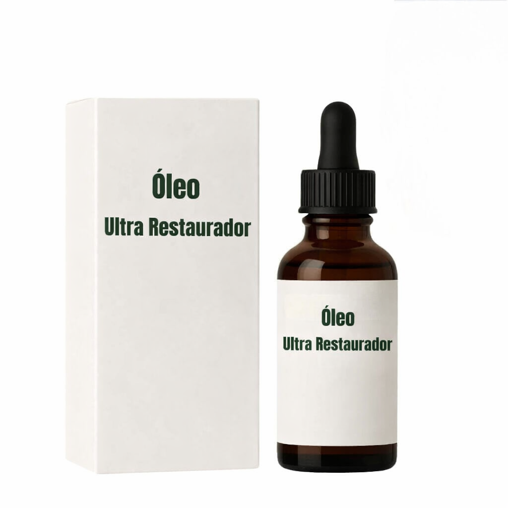 Frasco de Óleo Ultra Restaurador com embalagem, ideal para cuidados com a pele e hidratação.