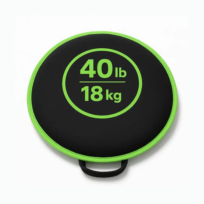 Pura Natureza PesoFlex 40 lb 18 kg adjustable weight disc for versatile home workouts.