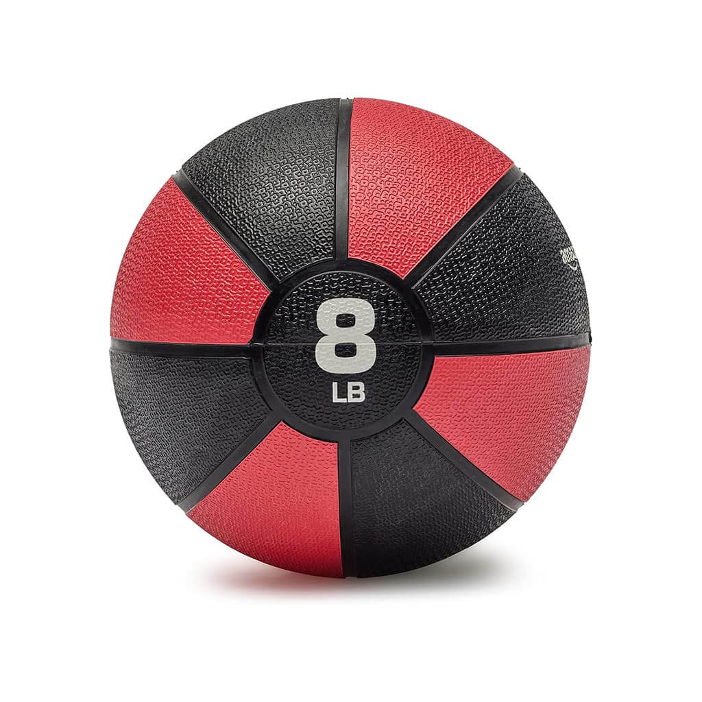 Pura Natureza Bola de Força 8LB com design em preto e vermelho, ideal para treinos funcionais e resistência.
