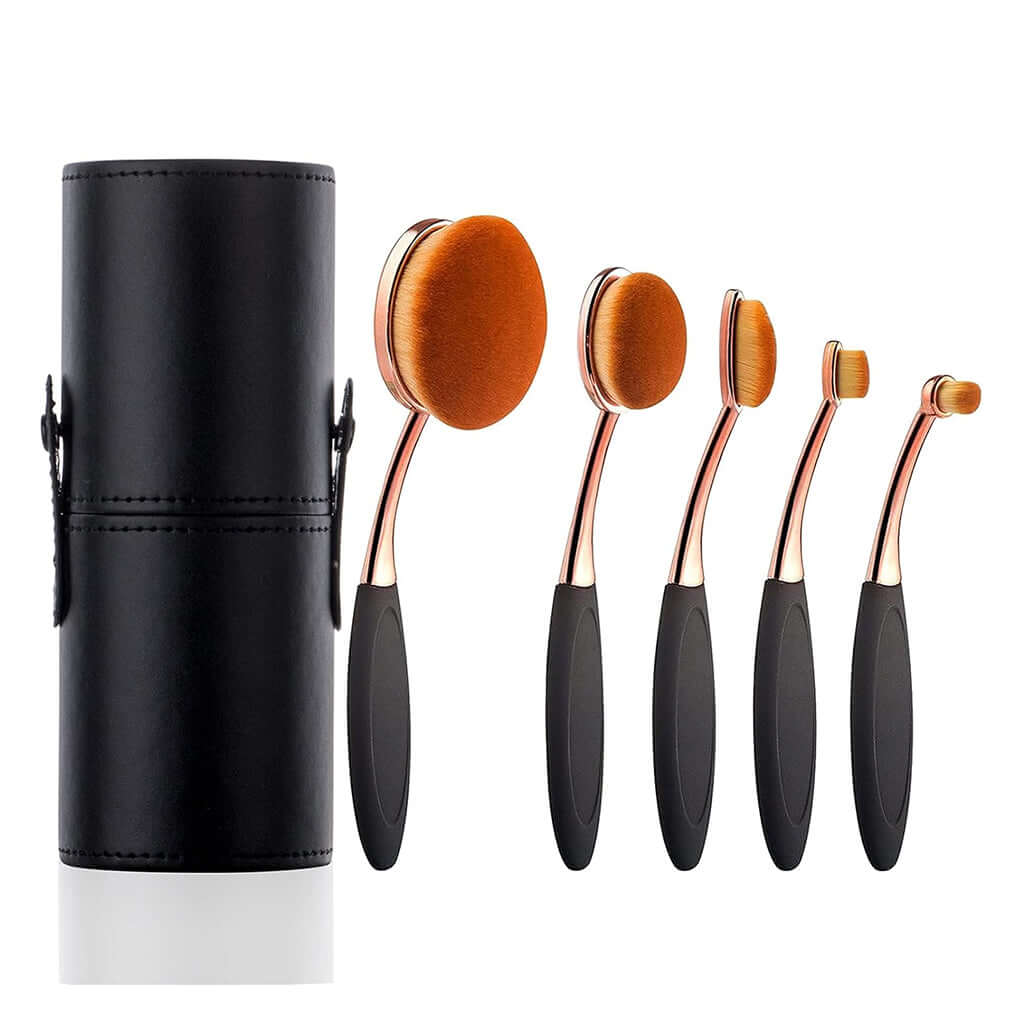 Pura Natureza – Pincel de Base Profissional com escovas em estojo preto para aplicação de base uniforme.